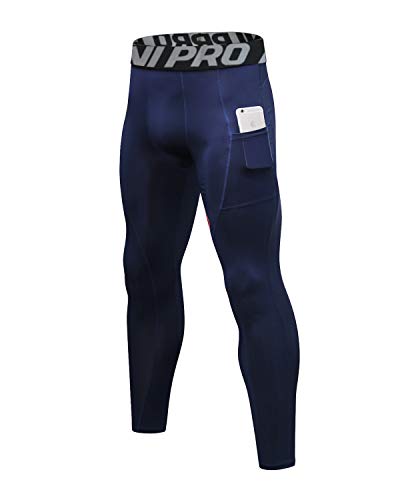 LNJLVI Kompressionshosen Herren Workout Sport-Leggings Atmungsaktiv Fitness Strumpfhosen Lange Running-Hosen(Navy,L) von LNJLVI