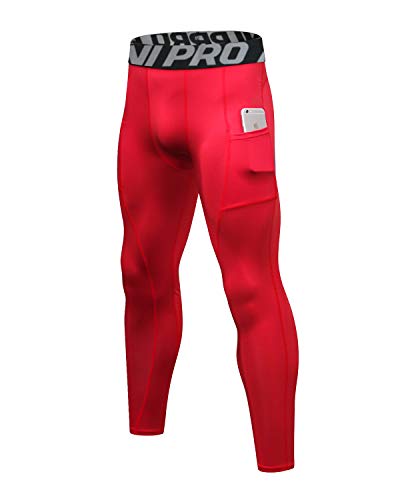 LNJLVI Kompressionshosen Herren Workout Sport-Leggings Atmungsaktiv Fitness Strumpfhosen Lange Running-Hosen(Rot,M) von LNJLVI
