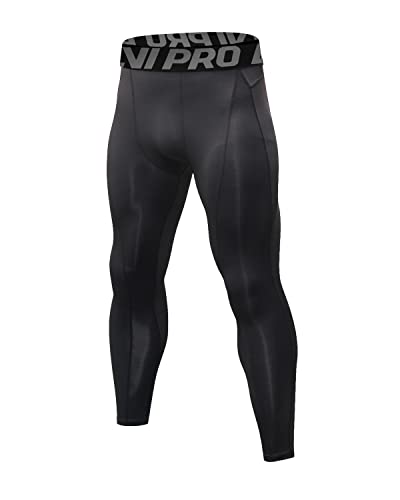 LNJLVI Kompressionshosen Herren Workout Sport-Leggings Atmungsaktiv Fitness Strumpfhosen Lange Running-Hosen(Schwarz-A,L) von LNJLVI