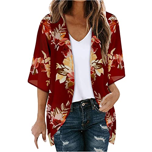 Damen Dünner Sommer Strickjacke Loose Bikini Cover Up Langarm Lang Strickjacken Kimono Cardigan Sommerjacke Übergangsjacke von LNNGNIA