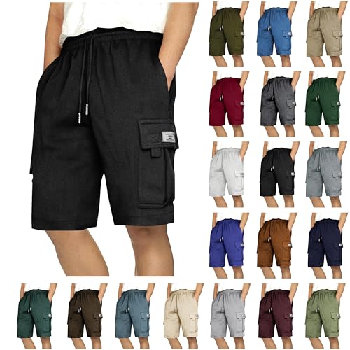 Shorts Herren Sommer Freizeithose Arbeitshosen Männer Kurz Bermuda Hose Relaxed Fit Hosen Cargohose Kurz Herren-Shorts Cargo Sporthose mit Taschen Elastischem Bund Sommerhose Leichte Jogginghose von LNNGNIA