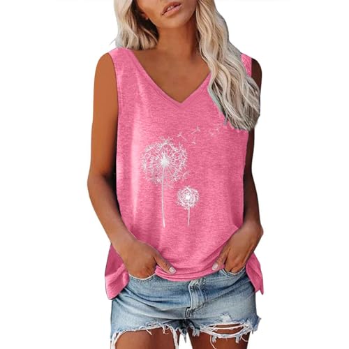 Tank Top Damen Ärmellos Oberteile Blusentop Sommer V-Ausschnitt Tanktop Casual Tshirt Basic Stretch Trägertop Baumwolle Vest Tops Einfarbig Bluse Lockere Passform Tanktops Frauen Sommertops von LNNGNIA