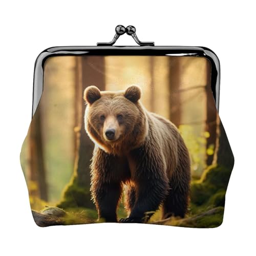 Bear Wallpapers1 kleine Tasche mit Kussschloss, Münzgeldbörse für Damen, Münzgeldbörse, Kreditkartenetui von LNNIUK