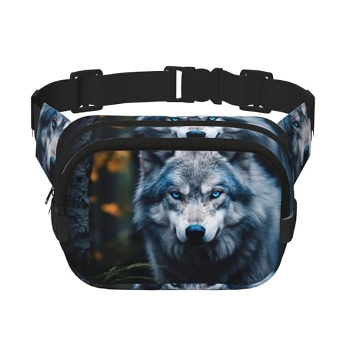 Blue Eyes Gürteltasche mit Wolf1-Aufdruck, modische Gürteltasche für Damen, Crossbody-Tasche für Reisen, Laufen, Schwarz, Einheitsgröße von LNNIUK