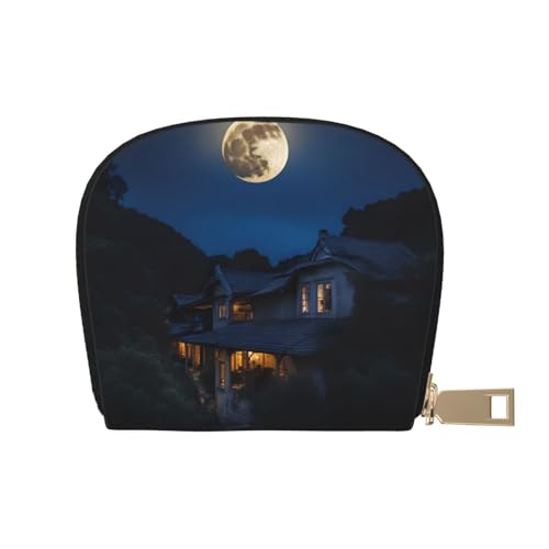 Brieftasche mit Vollmond in der Nacht, Kreditkartenhalter, Visitenkartenetui für Männer und Frauen, kompakte Größe für Erwachsene, Weiss/opulenter Garten, Einheitsgröße von LNNIUK