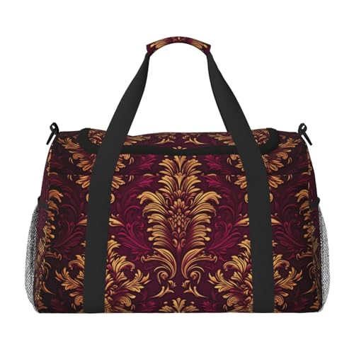 Damastmuster für Damen und Herren, Schultertasche, Wochenendtasche, Crossbody-Tasche für Yoga, Reisen, ein Muss, Schwarz, Einheitsgröße Damastmuster für Damen und Herren, Schultertasche, Wochenendtasche, Crossbody-Tasche für Yoga, Reisen, ein Muss, Schwarz, Einheitsgröße von LNNIUK