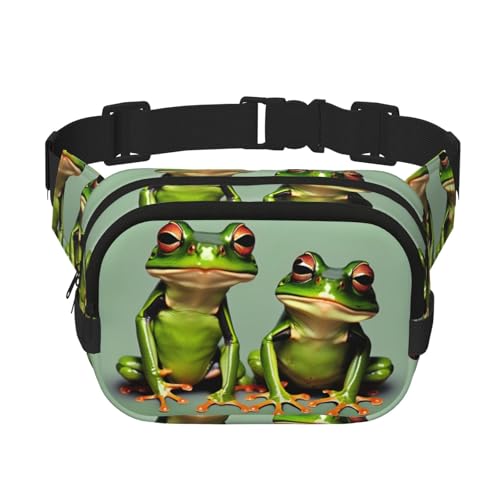 Funny Green Frogs Gürteltasche, 1 Druck, modische Gürteltasche für Damen, Crossbody-Tasche für Reisen, Laufen, Schwarz, Einheitsgröße von LNNIUK