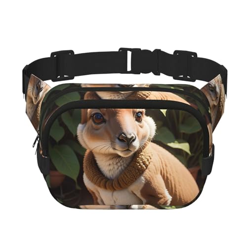 Funny for Kangaroo Zoo Print Fashion Waist Packs Crossbody Belt Bag for Women Crossbody for Traveling Running, Schwarz, Einheitsgröße von LNNIUK