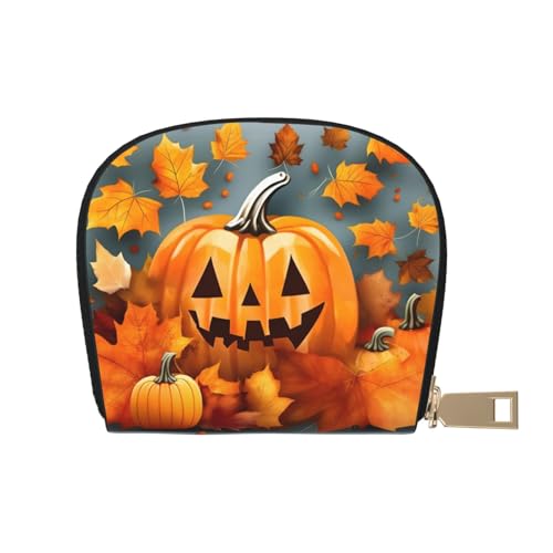 Geldbörse mit Herbstlaub-Motiv, Kürbisdruck, Kreditkartenhalter, Visitenkartenetui für Männer und Frauen, kompakte Größe für Erwachsene, Weiss/opulenter Garten, Einheitsgröße von LNNIUK