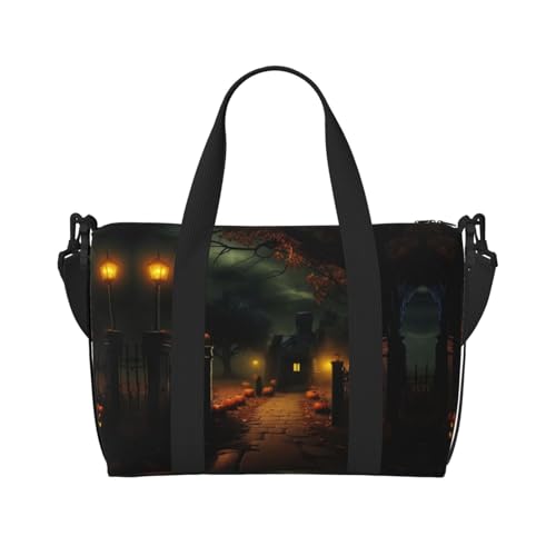 Gruseliger Turnbeutel mit Halloween-Aufdruck für Damen, Reisetasche, Reisetasche, persönliche Gegenstände, Schwarz, Einheitsgröße von LNNIUK