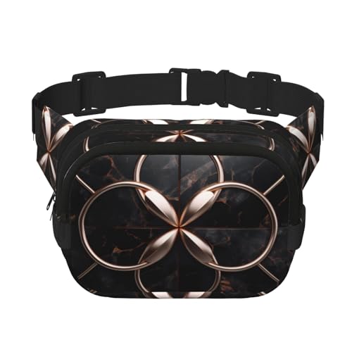 Gürteltasche mit Marmor-Aufdruck, modisch, für Damen, für Reisen, Laufen, Schwarz / Rotgold, Schwarz, Einheitsgröße von LNNIUK