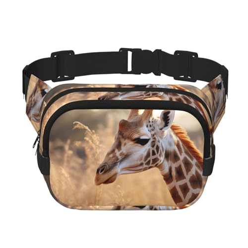 Gürteltasche mit Tier-Giraffen-Aufdruck, 3-teilig, modische Gürteltasche für Damen, für Reisen, Laufen, Schwarz, Einheitsgröße von LNNIUK
