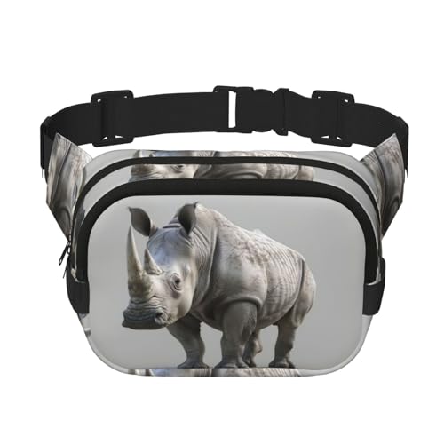 Gürteltasche mit Tiernashorn-Druck, modische Gürteltasche für Damen, Crossbody-Tasche für Reisen, Laufen, Schwarz, Einheitsgröße von LNNIUK