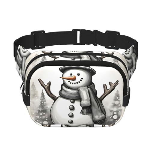 Gürteltasche mit Weihnachtsmotiv und Schneemann, 1 Druck, modische Gürteltasche für Damen, Crossbody-Tasche für Reisen, Laufen, Schwarz, Einheitsgröße von LNNIUK