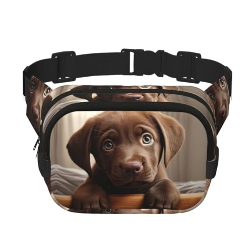 Gürteltasche mit niedlichem Labrador-Motiv, 1 Druck, modische Gürteltasche für Damen, für Reisen, Laufen, Schwarz, Einheitsgröße von LNNIUK