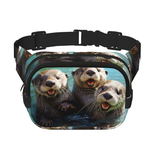 Gürteltasche mit niedlichem Otter-Druck, modische Gürteltasche für Damen, Crossbody-Tasche für Reisen, Laufen, Schwarz, Einheitsgröße von LNNIUK