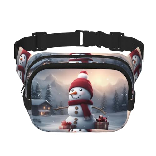 Gürteltasche mit niedlichem Schneemann-Motiv, 1 Druck, modische Gürteltasche für Damen, für Reisen, Laufen, Schwarz, Einheitsgröße von LNNIUK