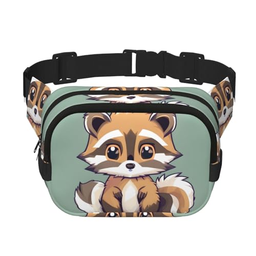 Gürteltasche mit niedlichem Waschbär-Druck, modische Gürteltasche, Gürteltasche für Damen, Crossbody-Tasche für Reisen, Laufen, Schwarz, Einheitsgröße von LNNIUK