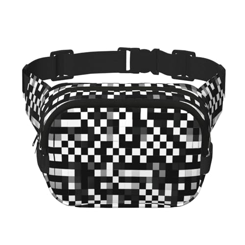 Gürteltasche mit schwarz-weißer Formel, Karomuster, modische Hüfttasche, Umhängetasche, Bauchtasche für Damen, Crossbody-Tasche für Reisen, Laufen, Schwarz, Einheitsgröße Gürteltasche mit schwarz-weißer Formel, Karomuster, modische Hüfttasche, Umhängetasche, Bauchtasche für Damen, Crossbody-Tasche für Reisen, Laufen, Schwarz, Einheitsgröße von LNNIUK