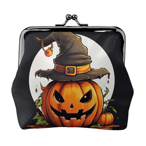 Halloween-Geldbörse mit niedlichem Kürbisdruck, kleine Tasche, Kussschloss, Münzgeldbörse für Damen, Münzgeldbörse, Kreditkartenetui von LNNIUK