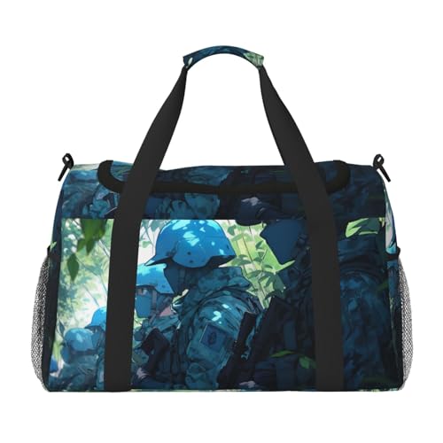 Handgepäck für Damen und Herren, Schultertasche, Camo1-Druck, für Yoga, Reisen, Blau, Schwarz, Einheitsgröße von LNNIUK