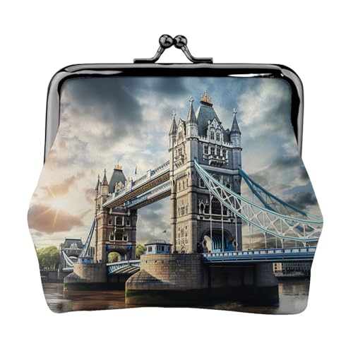 Historic Old Tower Bridge London Print Kleine Tasche Kiss Lock Münzbörse für Frauen Münzgeldbörse Kreditkartenetui von LNNIUK