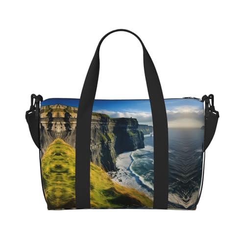 Ireland Outdoors County Clare The Cliffs Turnbeutel für Damen, Handgepäck, Wochenendtasche, Reisetasche für persönliche Gegenstände, Schwarz, Einheitsgröße von LNNIUK