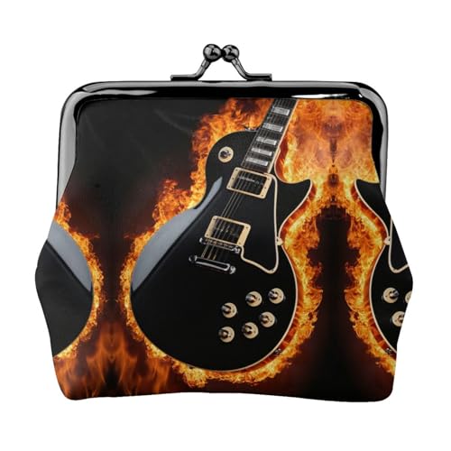 Kleine Tasche mit E-Gitarren-Druck, Kussschloss, Münzgeldbörse für Damen, Münzgeldbörse, Kreditkartenetui von LNNIUK
