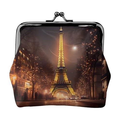 Kleine Tasche mit Eiffelturm-Druck, Kussschloss, Münzgeldbörse für Damen, Münzgeldbörse, Kreditkartenetui von LNNIUK