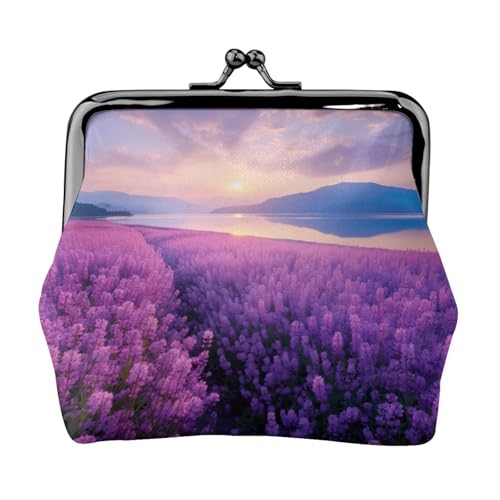 Kleine Tasche mit Lavendelfeldern, Kussschloss, Münzgeldbörse für Damen, Münzgeldbörse, Kreditkartenetui von LNNIUK