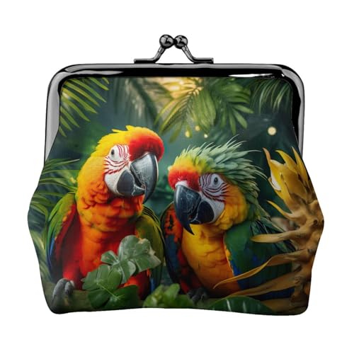 Kleine Tasche mit Papageien-Motiv, Kussschloss, Münzgeldbörse für Damen, Münzgeldbörse, Kreditkartenetui von LNNIUK