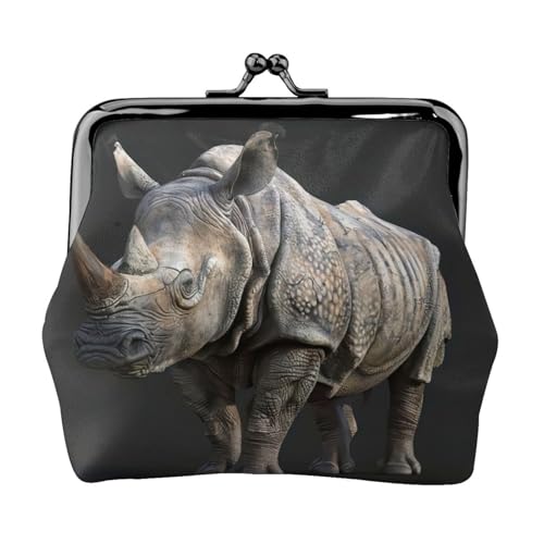 Kleine Tasche mit Tiernashorn-Druck, Kussschloss, Münzgeldbörse für Damen, Münzgeldbörse, Kreditkartenetui von LNNIUK