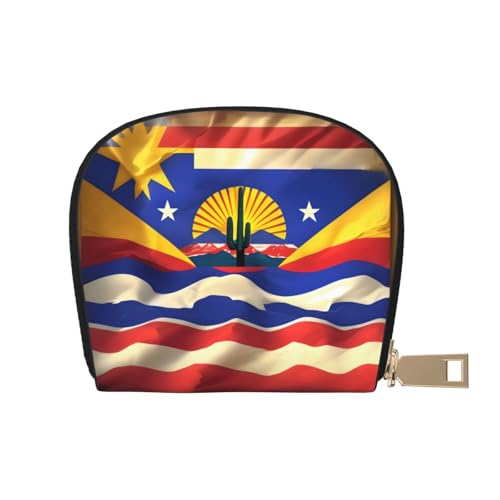 LNNIUK Arizona Flag-Standard-Druck, Geldbörse, Kreditkartenhalter, Visitenkartenetui für Männer und Frauen, kompakte Größe für Erwachsene, Weiss/opulenter Garten, Einheitsgröße von LNNIUK