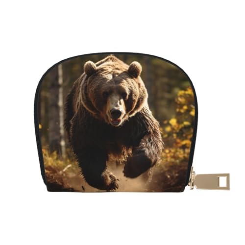 LNNIUK Bear Running2 Geldbörse mit Kreditkartenhalter, Visitenkartenetui für Männer und Frauen, kompakte Größe für Erwachsene, Weiss/opulenter Garten, Einheitsgröße von LNNIUK