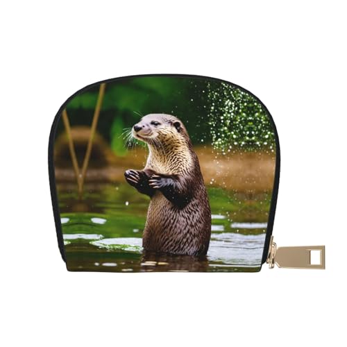 LNNIUK Brieftasche, Kreditkartenhalter, Visitenkartenetui für Männer und Frauen, kompakte Größe für Erwachsene, Braun, Weiss/opulenter Garten, Einheitsgröße von LNNIUK