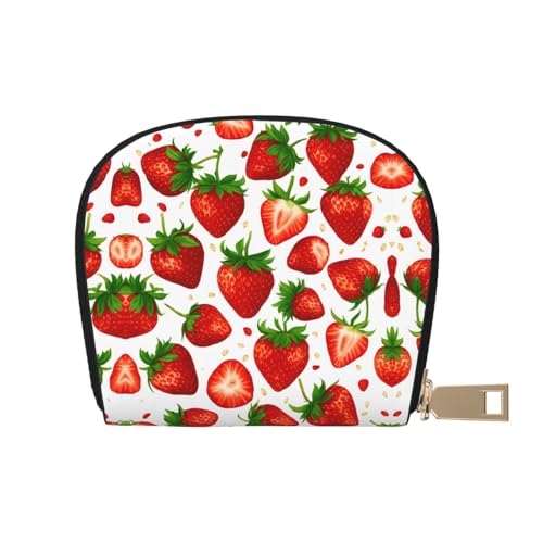 LNNIUK Geldbörse mit Erdbeermotiv, Kreditkartenhalter, Visitenkartenetui für Männer und Frauen, kompakte Größe für Erwachsene, Weiss/opulenter Garten, Einheitsgröße von LNNIUK
