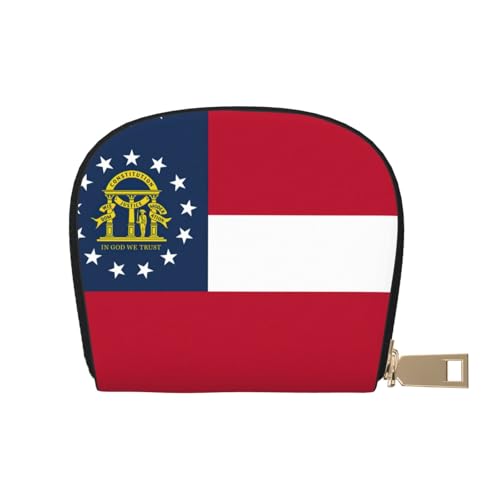 LNNIUK Geldbörse mit Georgia-Flagge, Kreditkartenhalter, Visitenkartenetui für Männer und Frauen, kompakte Größe für Erwachsene, Weiss/opulenter Garten, Einheitsgröße von LNNIUK