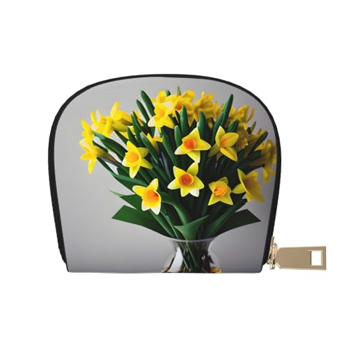 LNNIUK Geldbörse mit Narzissen-Motiv, Kreditkartenhalter, Visitenkartenetui für Männer und Frauen, kompakte Größe für Erwachsene, Weiss/opulenter Garten, Einheitsgröße von LNNIUK