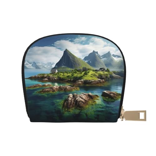 LNNIUK Geldbörse mit Norwegeninsel-Druck, Kreditkartenhalter, Visitenkartenetui für Männer und Frauen, kompakte Größe für Erwachsene, Weiss/opulenter Garten, Einheitsgröße von LNNIUK