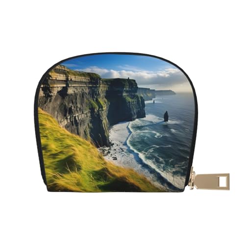 LNNIUK Ireland Outdoors County Clare The Cliffs Print Wallet Credit Card Holder Business Card Case for Men Women Compact Size for Adults, Weiss/opulenter Garten, Einheitsgröße von LNNIUK
