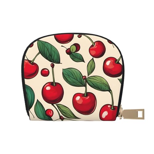 LNNIUK Lovely Sweet Red Cherry 2 Print Wallet Credit Card Holder Business Card Case for Men Women Compact Size for Adults, Weiss/opulenter Garten, Einheitsgröße von LNNIUK