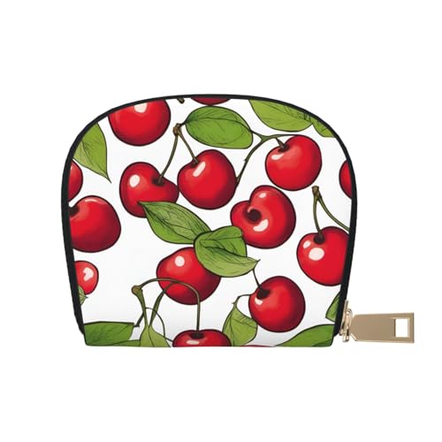 LNNIUK Lovely Sweet Red Cherry 3 Print Wallet Credit Card Holder Business Card Case for Men Women Compact Size for Adults, Weiss/opulenter Garten, Einheitsgröße von LNNIUK