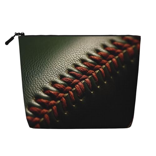 LNNIUK Make-up-Tasche mit Baseball-Spitze, Nahaufnahme, 3 Drucke, für Geldbörse, Reißverschluss, Kosmetiktasche, groß, Reise-Make-up-Organizer aus Segeltuch, Schwarz, Einheitsgröße von LNNIUK