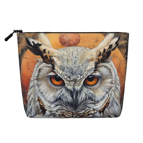 LNNIUK Make-up-Tasche mit Eulen-Motiv, bedruckt, für Geldbörse, Reißverschluss, Kosmetiktasche, groß, Reise-Make-up-Organizer aus Segeltuch, Schwarz, Einheitsgröße von LNNIUK