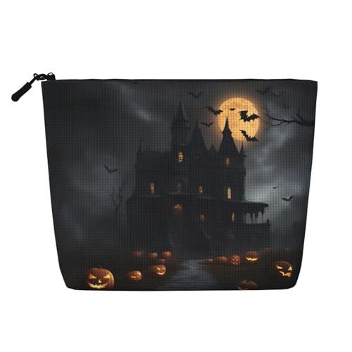 LNNIUK Make-up-Tasche mit Halloween-Motiv, für Geldbörse, Reißverschluss, Kosmetiktasche, groß, Reise-Organizer aus Segeltuch, Schwarz, Einheitsgröße von LNNIUK