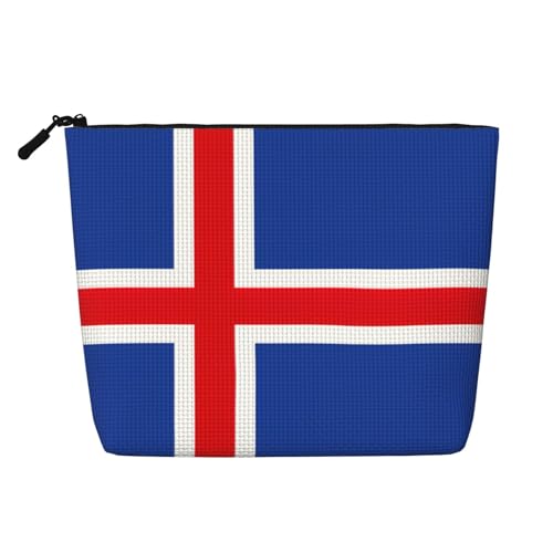 LNNIUK Make-up-Tasche mit Island-Flagge für Geldbörse, Reißverschluss, Kosmetiktasche, groß, Reise-Make-up-Organizer aus Segeltuch, Schwarz, Einheitsgröße von LNNIUK