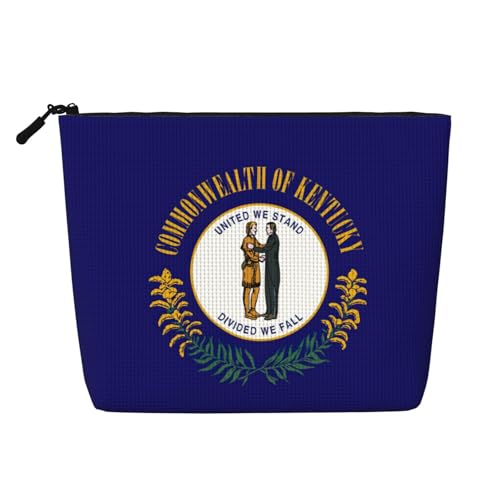 LNNIUK Make-up-Tasche mit Kentucky-Staatsflaggen-Druck, Geldbörse, Reißverschluss, Kosmetiktasche, groß, Reise-Make-up-Organizer aus Segeltuch, Schwarz, Einheitsgröße von LNNIUK
