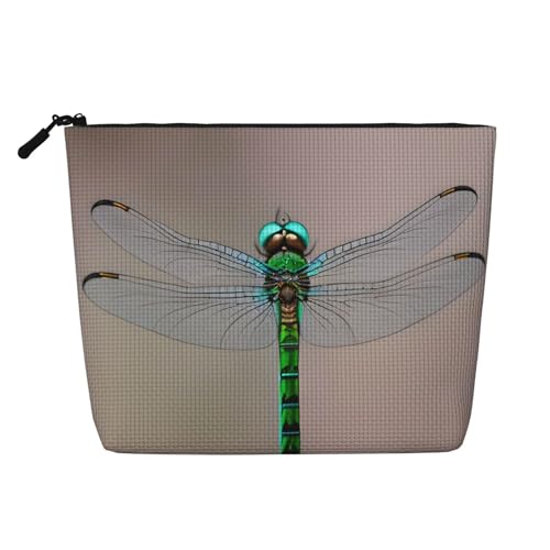 LNNIUK Make-up-Tasche mit Libellen-Aufdruck, für Geldbörse, Reißverschluss, Kosmetiktasche, groß, Reise-Make-up-Organizer aus Segeltuch, Schwarz, Einheitsgröße von LNNIUK