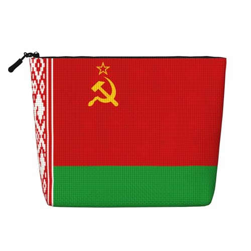 LNNIUK Make-up-Tasche mit Motiv "Flagge von Belarus", für Geldbörse, Reißverschluss, Kosmetiktasche, groß, Reise-Make-up-Organizer aus Segeltuch, Schwarz, Einheitsgröße von LNNIUK