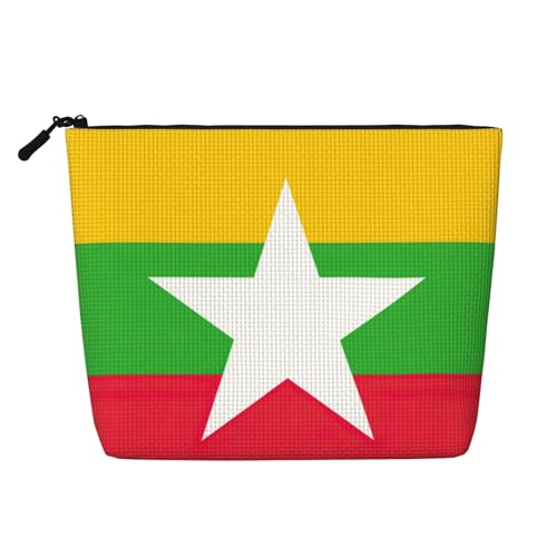 LNNIUK Make-up-Tasche mit Myanmar-Flagge für Geldbörse, Reißverschluss, Kosmetiktasche, groß, Reise-Make-up-Organizer aus Segeltuch, Schwarz, Einheitsgröße von LNNIUK